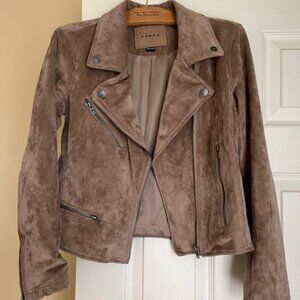 BLANK NYC Brown Faux Suede Moto Jacket